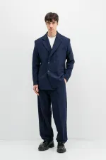 Costume croisé oversize, bleu marine