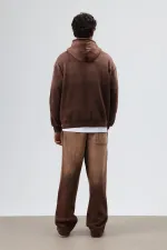 Yıkamalı Oversize Eşofman Takım Kahve