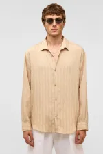Oversize Long Sleeve Modal Fabric Shirt Stone