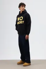 Sweat à capuche imprimé oversize noir