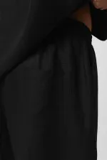 Oversize Keten Şort Siyah