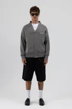 Sweat-shirt oversize à boutons, gris foncé