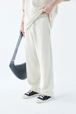 Oversize Basıc Triko Eşofman Takım Kemik