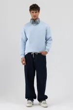 Sweat-shirt basique à col rond oversize bleu ciel