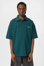 T-shirt oversize à col polo, couleur pétrole