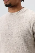 Pull oversize à col rond en maille couleur os