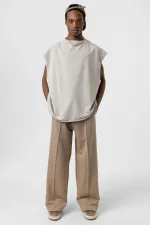 Oversize Sweatpants with Stitching Detail, Mink Color