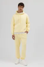 Pantalon de survêtement basique à chevilles élastiquées, jaune