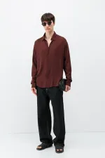 Chemise oversize légèrement texturée bordeaux
