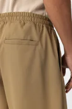 Pantalon ample à taille élastique, kaki