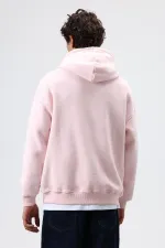 Basic Oversize Yıkamalı Hoodie Pembe