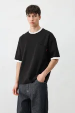 Kısa Kollu Oversize Cepli Tişört Siyah