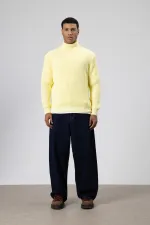 Oversize Triko Boğazlı Kazak Sarı