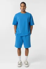 Basic Oversize Şort Takım Mavi