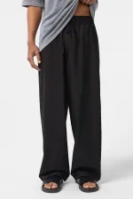 Black Baggy Pants with Elastic Waistband