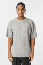 Yıkamalı Ottoman Basic Oversize Tişört Gri