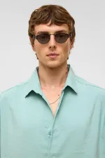 Basic Oversize Short-Sleeved Modal Shirt Turquoise