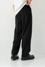 Baggy Fit Pleated Pants Black