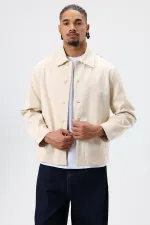 Boxy Fit Gabardin Ceket Bej