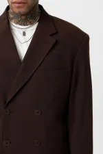 Costume croisé coupe décontractée, couleur café