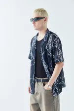 Patterned Corduroy Oversize Shirt Pattern-11