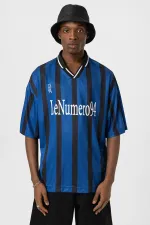 Oversize Baskılı Forma Tişört İndigo