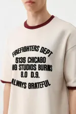 Printed Crew Neck Oversize T-Shirt Stone