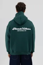 Sweat-shirt à capuche oversize imprimé, bleu marine