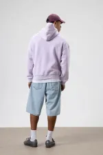 Card Detail Washed Oversize Sweatshirt Lilac