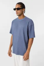 Yıkamalı Ottoman Basic Oversize Tişört İndigo