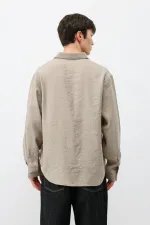 Chemise oversize beige en modal