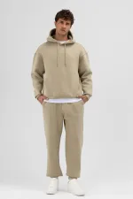 Pantalon de survêtement basique à chevilles élastiquées, kaki