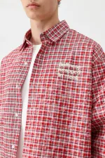 Uzun Kollu Kareli Gömlek Kırmızı
