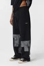 Etnik Desenli Oversize Eşofman Takım Siyah