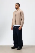 Boxy Fit Gabardin Ceket Vizon