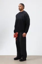 Yıkamalı Taş Detaylı Oversize Sweatshirt Siyah