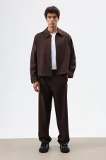 Baggy Fit Kumaş Pantolon Kahve