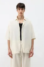 Ensemble en mousseline de lin coupe décontractée, naturel