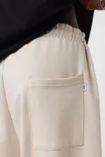 Basic Elastic Waist Oversize Sweatpants Beige