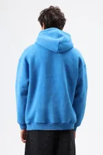 Basic Oversize Yıkamalı Hoodie Turkuaz