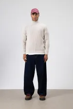 Oversize Triko Boğazlı Kazak Taş