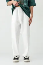 Baggy Fit Yıkamalı Eşofman Alt Ekru