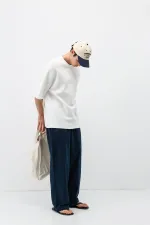 Super Baggy Fit Keten Pantolon Lacivert