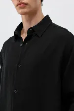 Uzun Kollu Basic Oversize Gömlek Siyah