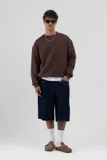 Basic Crew Neck Oversize Sweatshirt, Coffee