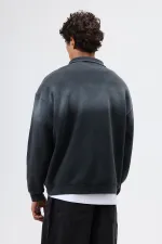 Sweat-shirt oversize à col zippé, noir