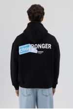 Sweat-shirt oversize noir imprimé au dos