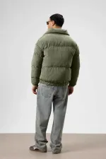 Doudoune oversize en velours kaki