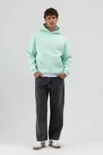 Sweat-shirt à capuche oversize imprimé menthe