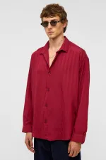 Oversize Long-Sleeve Modal Fabric Shirt, Burgundy